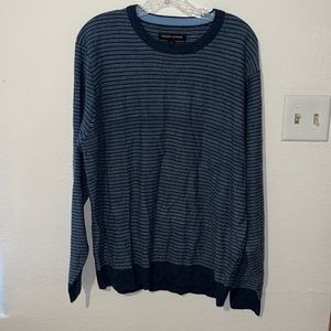 Tricots St Raphael Mens Striped Blue Sweater Size Large NWT